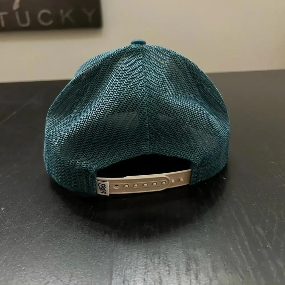 Mugsy‎ Trucker Hat Teal Cream Retro Logo Patch Snapback OSFM